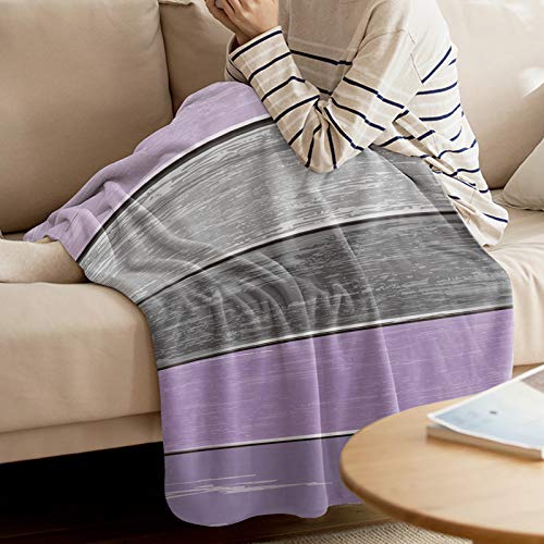 Heart Pain Soft Flannel Fleece Blanket Rustic Old Barn Wood Breathable Throw Blanket Retro Lavender Purple Grey Cozy Blanket for Couch Sofa Bedroom Suitable for All Season - 50x80 inch