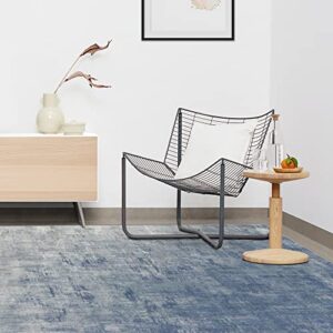 ruggable impasto washable rug – perfect modern area rug for living room bedroom kitchen – pet & child friendly – stain & water resistant – slate blue 9’x12′ (standard pad)