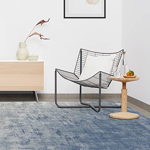 RUGGABLE Impasto Washable Rug - Perfect Modern Area Rug for Living Room Bedroom Kitchen - Pet & Child Friendly - Stain & Water Resistant - Slate Blue 9'x12' (Standard Pad)