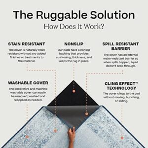 RUGGABLE Impasto Washable Rug - Perfect Modern Area Rug for Living Room Bedroom Kitchen - Pet & Child Friendly - Stain & Water Resistant - Slate Blue 9'x12' (Standard Pad)