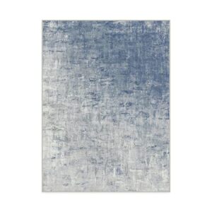 RUGGABLE Impasto Washable Rug - Perfect Modern Area Rug for Living Room Bedroom Kitchen - Pet & Child Friendly - Stain & Water Resistant - Slate Blue 9'x12' (Standard Pad)