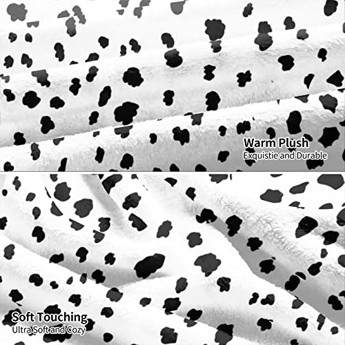 Firuacx Dalmatian Print Throw Blanket 60x50 inch, Black and White Dalmatian Spot Dots Lightweight Cozy Plush Warm Blankets for Bedroom Living Rooms Sofa Beds Office