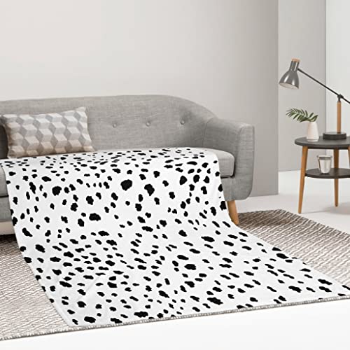 Firuacx Dalmatian Print Throw Blanket 60x50 inch, Black and White Dalmatian Spot Dots Lightweight Cozy Plush Warm Blankets for Bedroom Living Rooms Sofa Beds Office