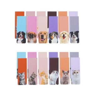 12pcs cat and dog magnetic bookmark pet magnetic page clip cat dog bookmark magnet page marker assorted pet bookmark for women men book lover reader student teacher school home office reading supplies