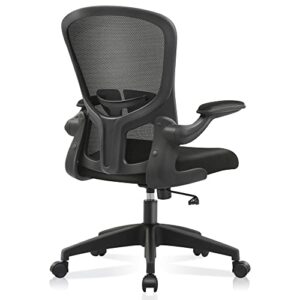 felixking office chair, ergonomic desk chair with adjustable height, swivel computer mesh chair with lumbar support and flip-up arms, backrest with breathable mesh (black)