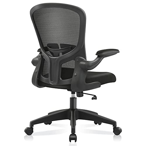 FelixKing Office Chair, Ergonomic Desk Chair with Adjustable Height, Swivel Computer Mesh Chair with Lumbar Support and Flip-up Arms, Backrest with Breathable Mesh (Black)