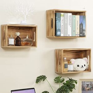 Set of 3 Nesting Wooden Crates ， Wall Mounted Wooden Basket ，Storage Crate Box for Storage, Display Risers, Decoration