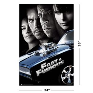 Fast & Furious 4 - Movie Poster (The Cast & Dodge Charger - Vin Diesel, Paul Walker...) (Size: 24" x 36")