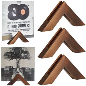 4 pcs vinyl record wall mount record wall display vinyl record wall holder wooden triangle vinyl record shelf with sticky tape vintage pine wood album shelf for vinyl record album collection decor
