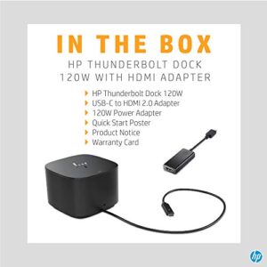 HP Thunderbolt Dock 120W with HDMI Adapter, Universal USB-C Docking Station, One Cable, Multiple Connections, with a Single USB-C™ Cable Connection to Any Brand Laptop (6HP48AA#ABL)