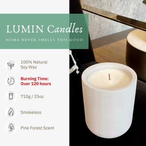 Lumin Pine Candle - Soy Candles for Home Decor Infused with Essential Oils - Pine Scented Candles - Birthday Gifts for Both Women and Man, Aromatherapy Extra Large Candle 120 Hr+, 25 oz