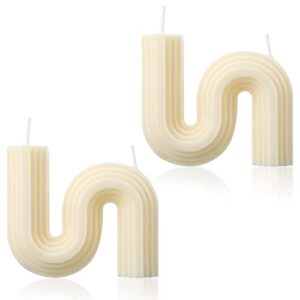 2 pcs twist aesthetic candles cool s shape candle minimalist geometric shaped soy wax scented candle art decorative handmade for wedding birthday christmas gift (white)