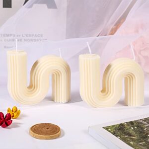 2 Pcs Twist Aesthetic Candles Cool S Shape Candle Minimalist Geometric Shaped Soy Wax Scented Candle Art Decorative Handmade for Wedding Birthday Christmas Gift (White)