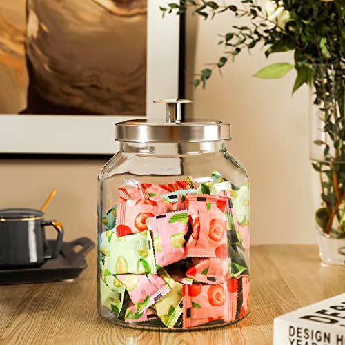 Gorgeous Home Glass Jar with Metal Lid Decorative Candy Jar Large Apothecary Jar Wide Mouth Storage Jar for Pantry Kitchen Bathroom (Glass(3L))