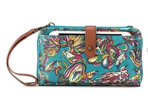 sakroots large smartphone crossbody, teal treehouse