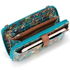 Sakroots Large Smartphone Crossbody, Teal Treehouse