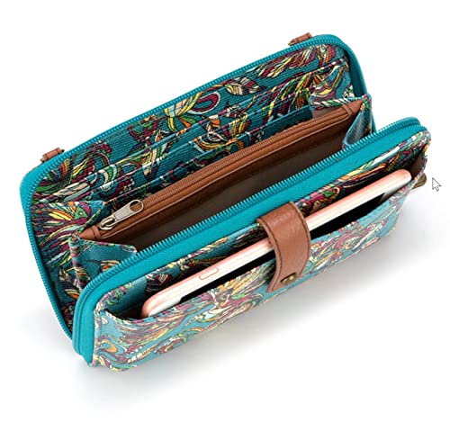 Sakroots Large Smartphone Crossbody, Teal Treehouse