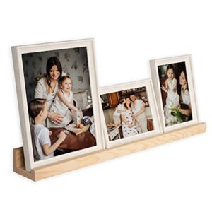 Rustic State Ted Wall Mount Narrow Picture Ledge Photo Frame Display - 24 Inch Floating Wooden Storage Shelf for Living Room Office Kitchen Bedroom Bathroom Décor - Stainable Natural Color