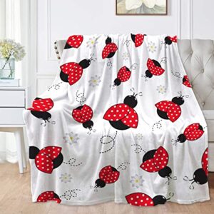 red ladybug cartoon pattern blanket super soft throw warm lightweight fuzzy plush fleece blanket for couch bed sofa all season personalized gift to kids women 40″x30″ for pets