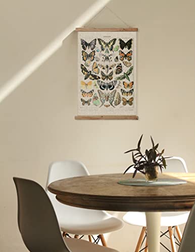 Vintage Butterflies Hanging Poster, Retro Style of Wall Art Prints, Printed on Linen with Wood Frames, Ready to Hang