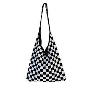 hobo bag for women contrast color large capacity tote bag shoulder bag women’s trendy knitted bag