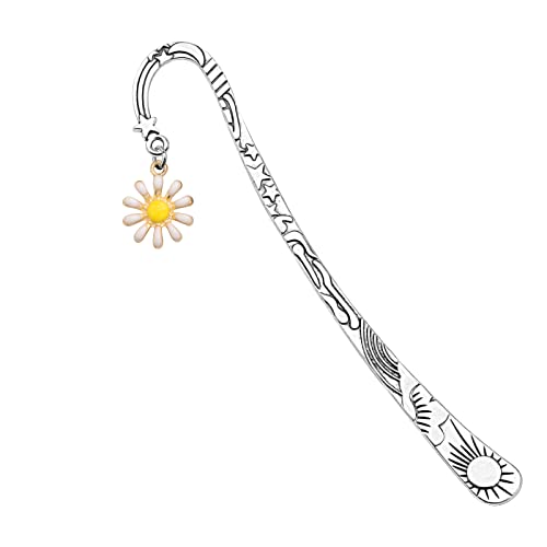 bobauna White Daisy Bookmark Flower Bookmark Floral Jewelry Gift for Book Lover Reader (Daisy Bookmark)