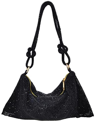 Rhinestone Hobo Bag for Women Chic Evening Handbag Shiny Purse for Travel Vacation 2023