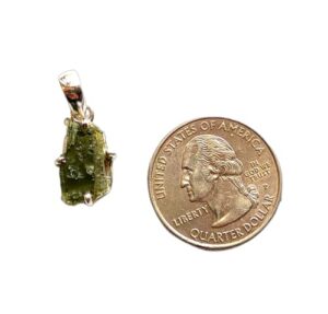 vilorra certified genuine moldavite crystal necklace, 925 sterling silver czech republic moldavite rough pendant small size with activation guide book and testing certificate