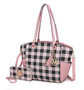mkf collection shoulder bag for women, vegan leather top-handle crossbody purse tote satchel handbag