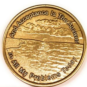 Bulk Roll of 25 Acceptance is The Answer Beach Sunrise Bronze AA Medallion Chip Page 449 417