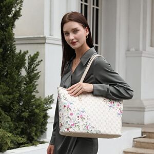 ER.Roulour Large Tote Bags Floral Flowery Tote Handbags Purse Set for Women, Top Handle Satchel Lightweight Ladies Shoulder Bag 2pcs