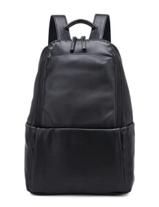 kah&kee feaux leather backpack purse for women casual travel fashion daypack (black)
