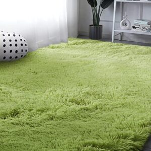 soft plush shaggy area rug, cozy fluffy carpet rugs for kids girls bedroom decor and living room nursery dorm (4×6 feet, green)