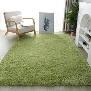 Soft Plush Shaggy Area Rug, Cozy Fluffy Carpet Rugs for Kids Girls Bedroom Decor and Living Room Nursery Dorm (4x6 Feet, Green)