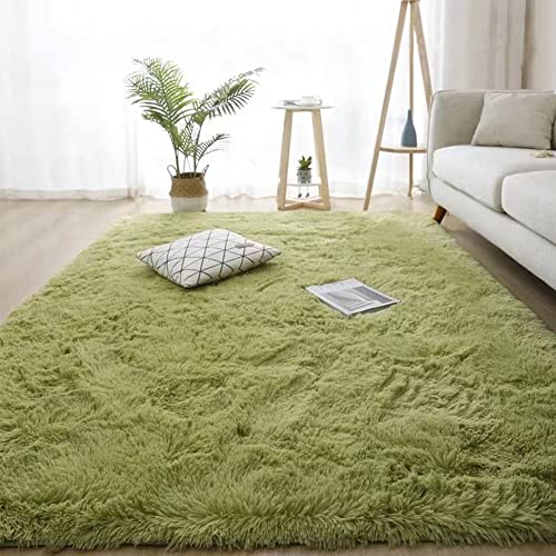 Soft Plush Shaggy Area Rug, Cozy Fluffy Carpet Rugs for Kids Girls Bedroom Decor and Living Room Nursery Dorm (4x6 Feet, Green)