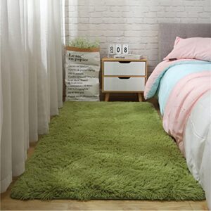 Soft Plush Shaggy Area Rug, Cozy Fluffy Carpet Rugs for Kids Girls Bedroom Decor and Living Room Nursery Dorm (4x6 Feet, Green)