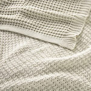 Under the Canopy - Chunky Knit Organic Throw (50x60) - Extra Warm, Knitted Texture Blanket - Ivory