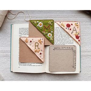 Cute Felt Triangle Bookmark for Women,Hand Stitched Felt Corner Letter Bookmark,Personalized Hand Embroidery Corner Bookmarks Accessories for Book Lovers