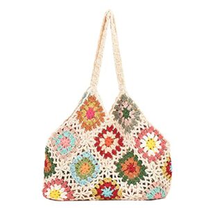 crochet tote bag aesthetic boho knitted bag small floral crochet hobo bag purse cute fairycore shoulder bag for women fairy grunge tote bag