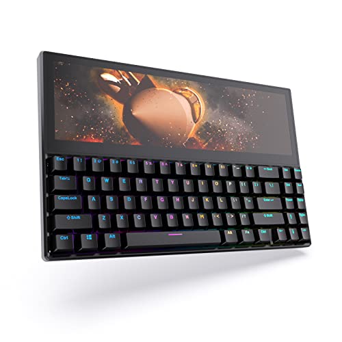 Fagomfer FICIHP K2 12.6" Touchscreen Gaming Mechanical Keyboard,71 Keys Portable USB Wired RGB Backlit Compact Keyboard,Plug and Play Multifunctional Split Screen Keyboard for Windows Mac Android