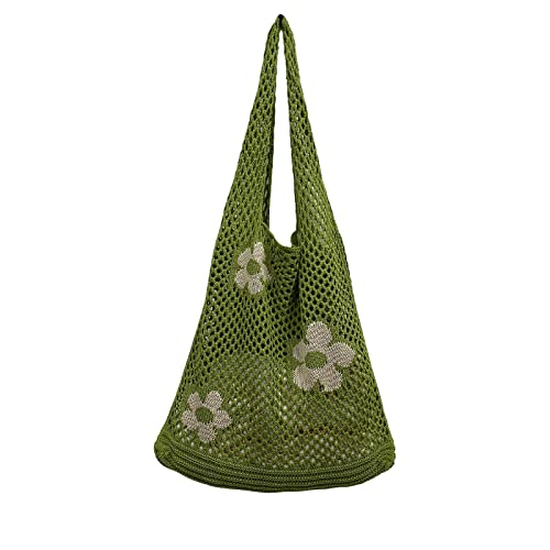 Hobo bag for women contrast color large capacity tote bag shoulder bag women's trendy knitted bag(Light green)