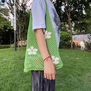 Hobo bag for women contrast color large capacity tote bag shoulder bag women's trendy knitted bag(Light green)