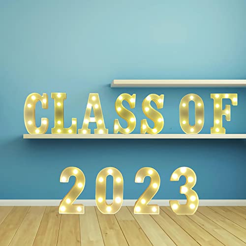 Graduation Party Decorations 2023, 11 LED Marquee Letter Lights "Class of 2023" for Graduation Decorations, GRAD 2023 Kindergarten Preschool High School College Graduation Decorations Party Supplies