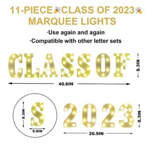 Graduation Party Decorations 2023, 11 LED Marquee Letter Lights "Class of 2023" for Graduation Decorations, GRAD 2023 Kindergarten Preschool High School College Graduation Decorations Party Supplies