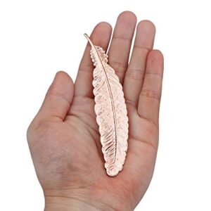 GTHER Rose Gold Feather Bookmark,Vintage Metal Feather Bookmark Book Marker for Book Lovers Friends Family Kids Girls Women Men Gift, Rose Gold