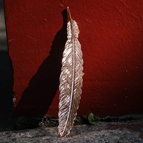 GTHER Rose Gold Feather Bookmark,Vintage Metal Feather Bookmark Book Marker for Book Lovers Friends Family Kids Girls Women Men Gift, Rose Gold