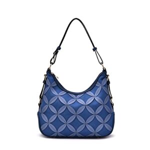 mellow world iga rococo style hobo bag for women leaf pattern with adjustable shoulder strap blue