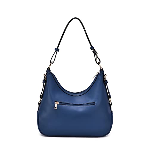 Mellow World Iga Rococo Style Hobo Bag for Women Leaf Pattern with Adjustable Shoulder Strap Blue