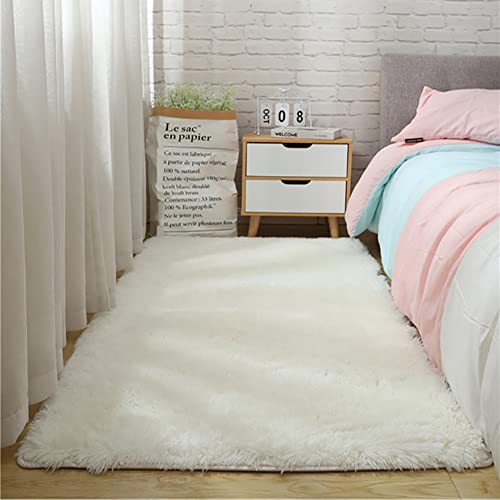 Soft Plush Shaggy Area Rug, Cozy Fluffy Carpet Rugs for Kids Girls Bedroom Decor and Living Room Nursery Dorm (4x6 Feet, Creamy White)