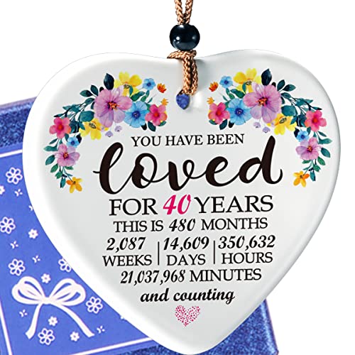 40th Birthday Gifts Ceramics Heart Plaque for Women Gift Idea for Fortieth 40th Birthday Anniversary Presents Ideas for Women Turning 40